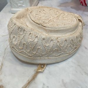 United Hatters Antique 1960s Black Funeral Pillbox Hat w/ Veil Party Cap